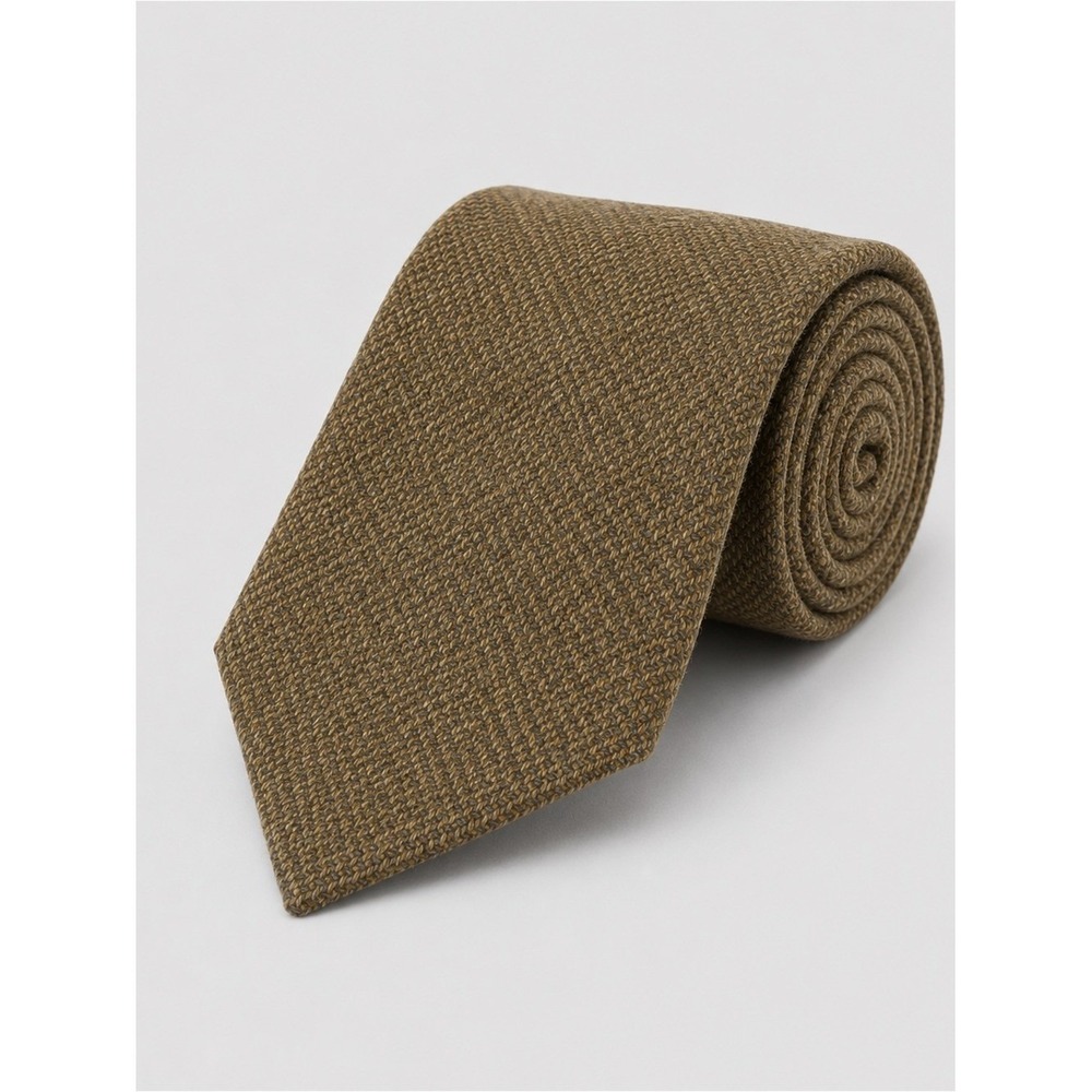Glenshane of Dublin Ireland Wool Neck Tie Quiet Luxury Old Money Preppy Tan